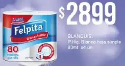 Nini Mayorista Felpita blanquis. p.hig. blanco hoja simple oferta