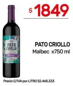 Nini Mayorista Pato criollo malbec oferta