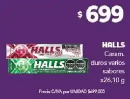 Nini Mayorista Halls caram. duros varios sabores oferta