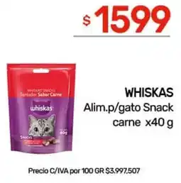 Nini Mayorista Whiskas alim.p/gato snack carne oferta