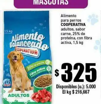 Alimento Para Perros Cooperativa Adultos Sabor Carne 25% De Protein Con Fibra Activa