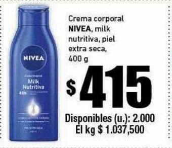 Cooperativa Obrera Crema Corporal Nivea Milk Nutritiva Piel Extra Seca oferta