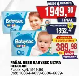 Maxiconsumo Babysec pañal bebe ultra regular oferta