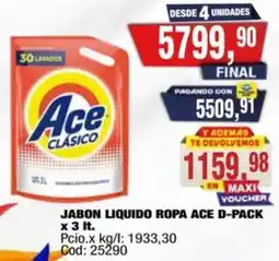 Maxiconsumo Ace jabon liquido ropa d-pack oferta