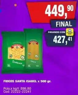 Maxiconsumo Santa isabel fideos oferta