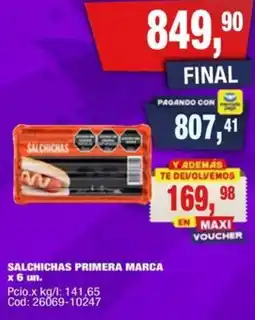 Maxiconsumo Salchichas primera marca oferta