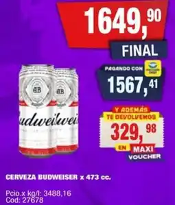 Maxiconsumo Budweiser cerveza oferta