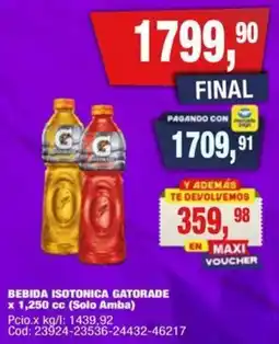 Maxiconsumo Gatorade bebida isotonica oferta