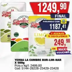 Maxiconsumo La cumbre yerba bur-lim-nar oferta