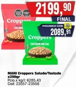 Maxiconsumo Mani croppers salado/tostado oferta
