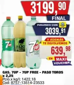 Maxiconsumo 7up-7up gas. free - paso toros oferta