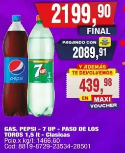 Maxiconsumo Pepsi-7 up gas. paso de los toros oferta