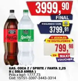 Maxiconsumo Coca z / sprite / fanta gas. oferta
