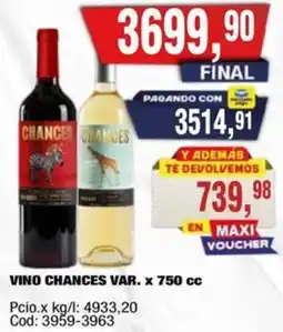Maxiconsumo Chances vino var. oferta