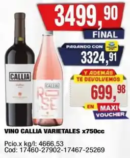 Maxiconsumo Callia vino varietales oferta