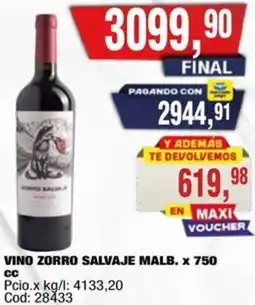 Maxiconsumo zorro salvaje vino malb. oferta