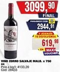 Maxiconsumo zorro salvaje vino malb. oferta