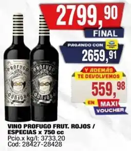 Maxiconsumo Profugo frut. vino rojos/ especias oferta