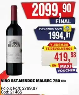 Maxiconsumo Est.mendoz vino malbec oferta