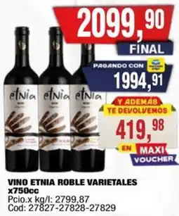 Maxiconsumo Etnia vino roble varietales oferta