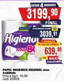 Maxiconsumo Higienol papel higienico max oferta