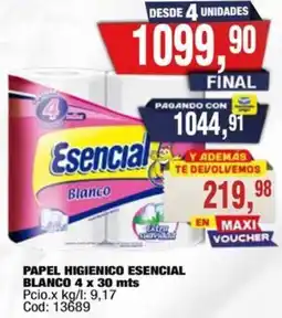 Maxiconsumo Esencial papel higienico blanco oferta