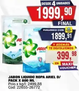Maxiconsumo Ariel jabon liquido ropa d/ pack oferta