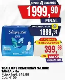 Maxiconsumo S/libre toallitas femeninas tanga oferta