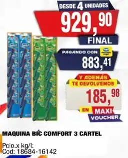 Maxiconsumo Bic maquina comfort 3 cartel oferta
