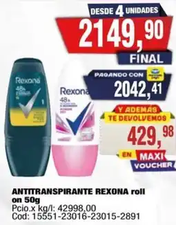 Maxiconsumo Rexona antitranspirante roll on oferta
