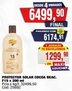 Maxiconsumo Cocoa beac. protector solar f15 oferta