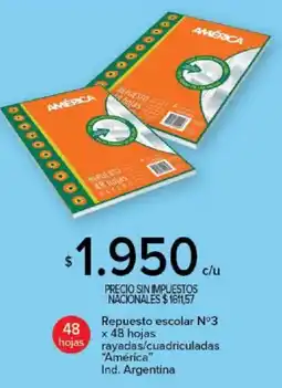 Carrefour América repuesto escolar n°3 oferta