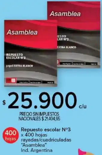 Asamblea repuesto escolar n°3