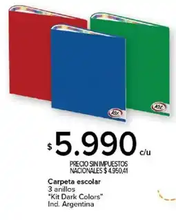 Carrefour Kit dark colors carpeta escolar 3 anillos oferta