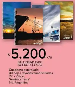 Carrefour América terra cuaderno espiralado oferta