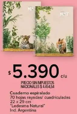 Carrefour Ledesma natural cuaderno espiralado oferta