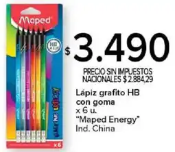 Carrefour Maped energy lápiz grafito hb con goma oferta
