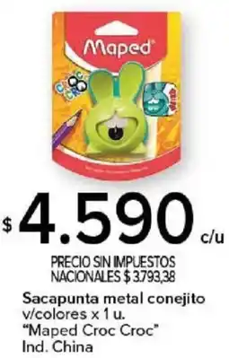 Carrefour Maped croc croc sacapunta metal conejito v/colores oferta