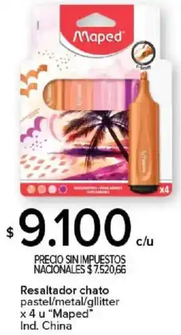 Carrefour Maped resaltador chato pastel/metal/gllitter oferta