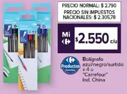 Carrefour Carrefour bolígrafo azul/negro/surtido oferta