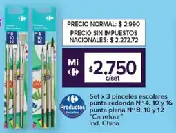 Carrefour Carrefour set x 3 pinceles escolares punta redonda n° 4 oferta