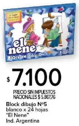 Carrefour El nene block de dibujo n°5 blanco oferta