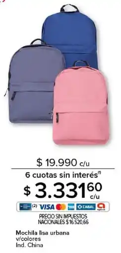 Carrefour Mochila lisa urbana v/colores oferta