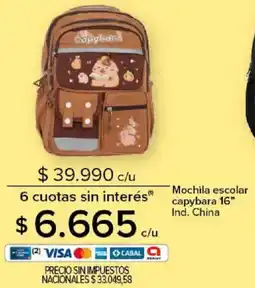 Carrefour Mochila escolar capybara 16" oferta