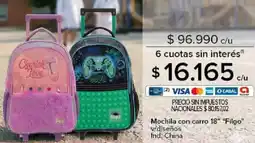 Carrefour Filgo mochila con carro 18" v/diseños oferta