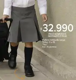 Carrefour Tex pollera tableada sarga oferta