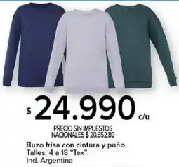 Carrefour Tex buzo frisa con cintura y puño oferta