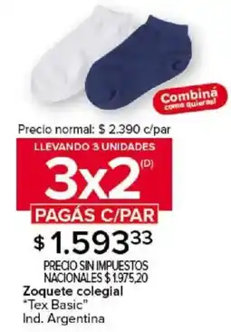 Carrefour Tex basic zoquete colegial oferta