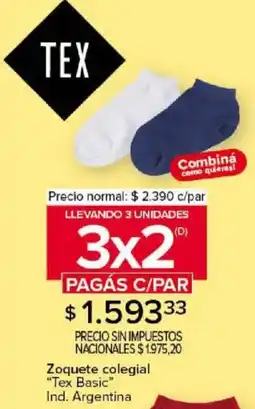 Carrefour Tex basic zoquete colegial oferta