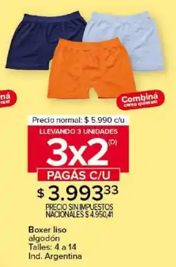 Carrefour Boxer liso algodón oferta